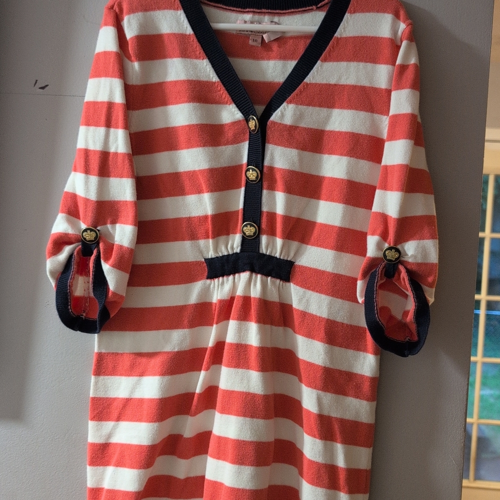 Striped Juicy Couture Pink and White Dress with Button Accents